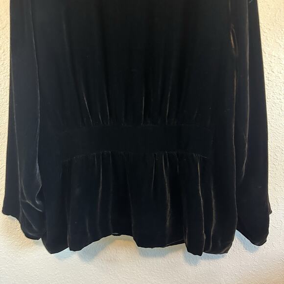 VTG Silhouettes Blazer 24w Black Velvet Feel Open Jacket Pockets Silk Blend Goth - Picture 5 of 7